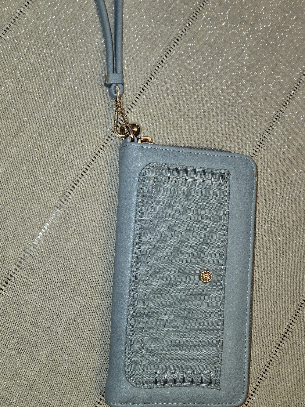 LC Lauren Conrad Light Blue Wristlet Wallet with Gold Hardware